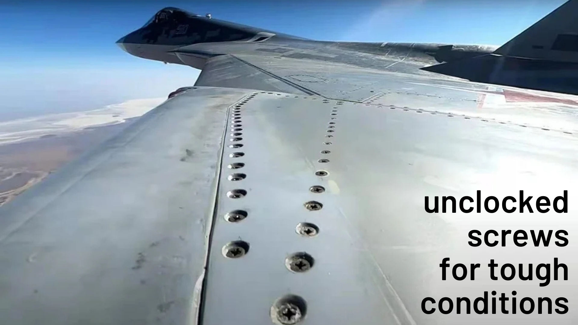 military jet with unclocked screws