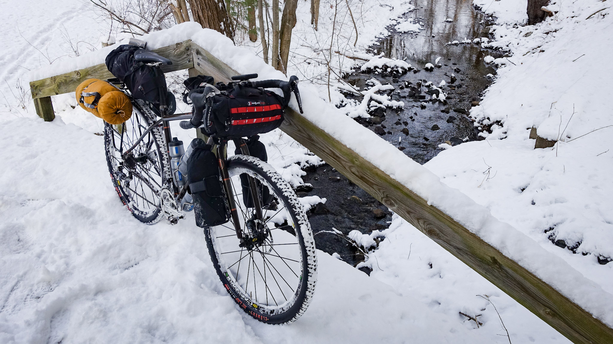 bikepacking at stream crossing