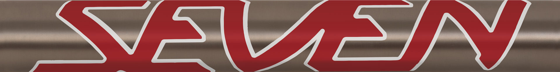 slant seven down tube graphic in vermilion red, black outline